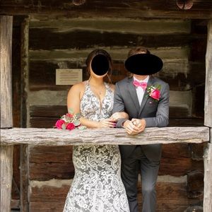 Tiffany prom dress. Size 6. Wore one time. Gray and white.